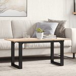 vidaXL Table basse cadre en O 100x50x45 cm bois de pin massif et fonte