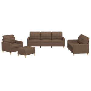 vidaXL Ensemble de canapés 4 Pièces avec coussins Marron Tissu