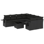 vidaXL Salon de jardin 9 Pièces avec coussins noir résine tressée
