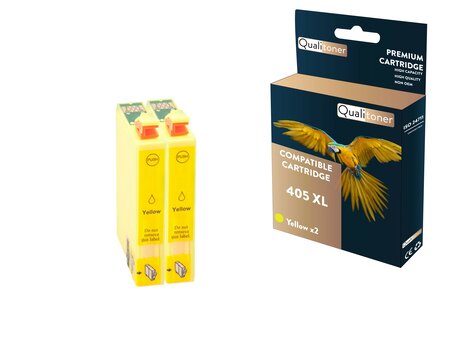 Qualitoner - 2 cartouche compatible pour epson 405xl 405 xl jaune (valise)