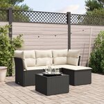 vidaXL Salon de jardin 5 Pièces avec coussins noir résine tressée