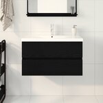 Meuble sous lavabo vidaXL avec vasque intégrée Chêne noir Bois d'ingénierie
