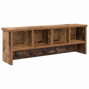 vidaXL Porte-manteau mural avec étagère Bois ancien 75 x 16 x 26 cm