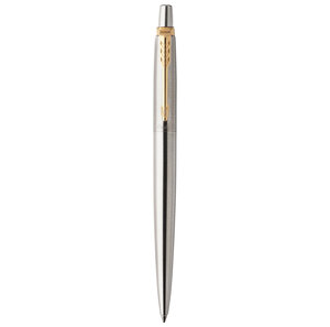 PARKER Jotter Stylo bille  acier  recharge bleue pointe moyenne  Coffret cadeau