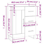 vidaXL Buffet Blanc brillant 69 5x34x90 cm Bois d'ingénierie