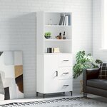 vidaXL Buffet haut Blanc 69 5x34x180 cm Bois d'ingénierie