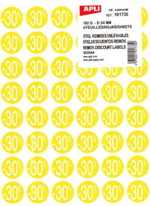 P4F 192 Étiquettes Enl Remise -30 D24mm