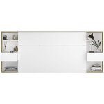 Tête de lit avec étagères + chevets chêne artisan et blanc 255 x 36 x Hauteur 103 cm