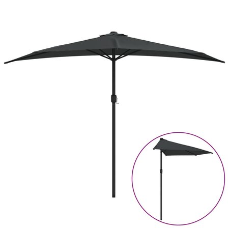 vidaXL Parasol de balcon et mât en aluminium Anthracite 300x155cm Demi