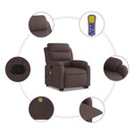 vidaXL Fauteuil inclinable de massage Marron foncé Tissu