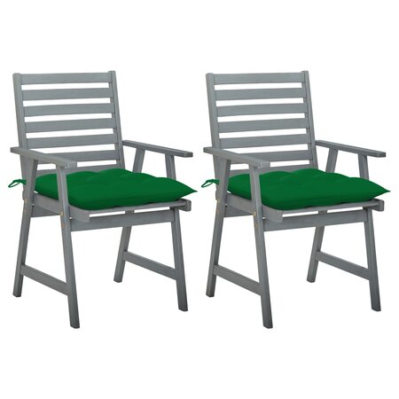 vidaXL Chaises à dîner d'extérieur 2 Pièces avec coussins Acacia massif