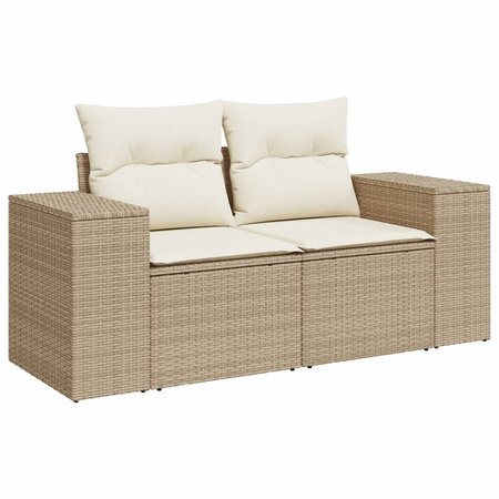 vidaXL Canapé de jardin avec coussins 2 places beige résine tressée