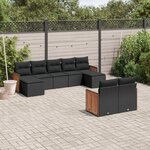 vidaXL Salon de jardin 9 Pièces avec coussins noir résine tressée