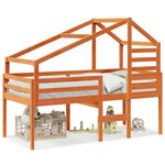 vidaXL Lit haut avec toit cire marron 90x200 cm bois de pin massif