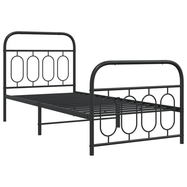 vidaXL Cadre de lit métal avec tête de lit/pied de lit noir 80x200 cm