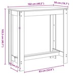 vidaXL Table de bar chêne artisanal 102x50x103 5 cm bois d'ingénierie