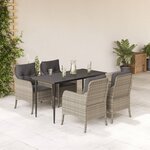 vidaXL Ensemble à manger de jardin et coussins 5 Pièces gris clair rotin