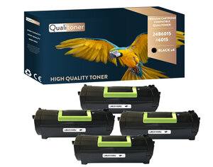 Qualitoner x4 toners 24b6015 #6015 noir compatible pour lexmark