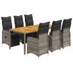vidaXL Ensemble de bistro de jardin 7 Pièces coussins gris poly rotin