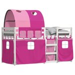 vidaXL Lit superposé avec rideaux rose 90x190 cm bois pin massif
