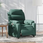 vidaXL Fauteuil inclinable électrique vert foncé velours