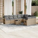 vidaXL Salon de jardin avec coussins 10 Pièces beige résine tressée