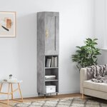 vidaXL Buffet haut Gris béton 34 5x34x180 cm Bois d'ingénierie