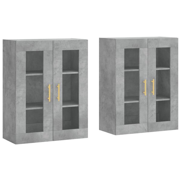 vidaXL Armoires murales 2 Pièces gris béton bois d'ingénierie