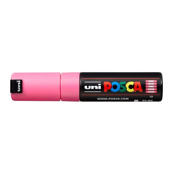Marqueur pointe large biseautée pc8k 8mm rose x 6 POSCA