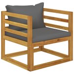 vidaXL Chaise de jardin avec coussins gris foncé Bois d'acacia massif