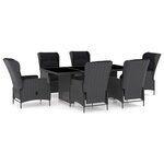 vidaXL Ensemble à manger d'extérieur 7Pièces et coussins rotin gris foncé