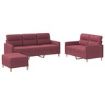 vidaXL Ensemble de canapés 3 Pièces avec coussins Rouge bordeaux Tissu