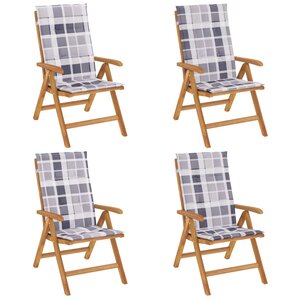 vidaXL Chaises de jardin inclinables lot de 4 et coussins bois teck
