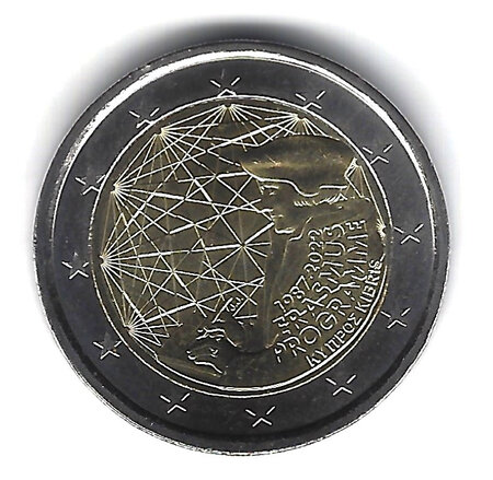 Monnaie 2 euros commémorative chypre erasmus 2022