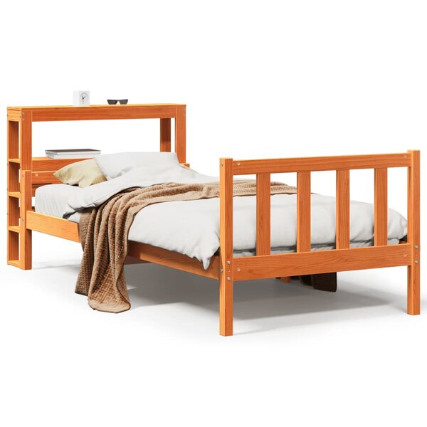 vidaXL Cadre de lit avec tête de lit sans matelas cire marron 90x190cm