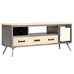 vidaXL Meuble TV Bois de manguier massif et acier 120x30x45 cm