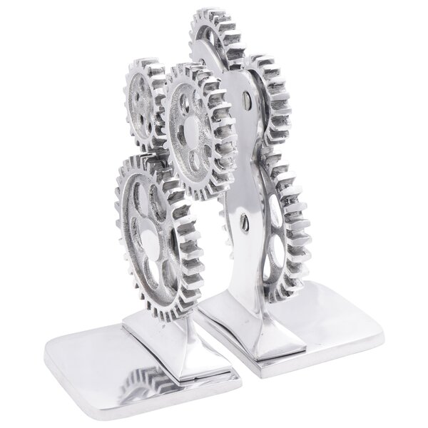 Serre-livres vidaXL 2 Pièces Argent 10x10x22 cm Aluminium Cog