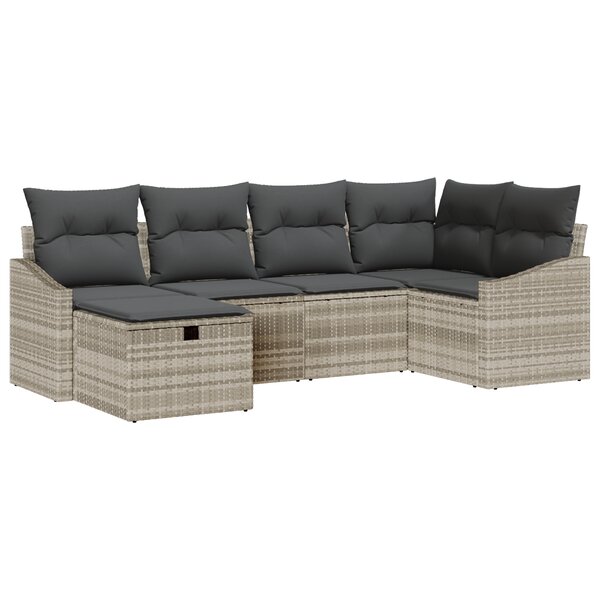 vidaXL Ensemble de Canapés de Jardin 6 Pièces avec Coussins Gris Clair en Rattan Polyvalent