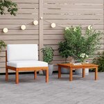 vidaXL Salon de jardin 2 pièces avec coussins en bois d'acacia et corde