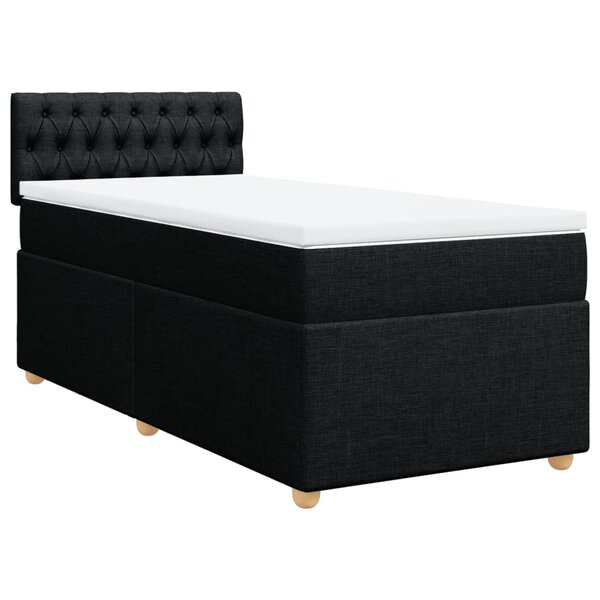 vidaXL Sommier à lattes de lit avec matelas Noir 90x200 cm Tissu