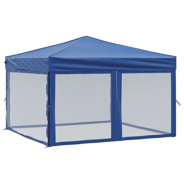 vidaXL Tente de réception pliable avec parois Bleu 3x3 m