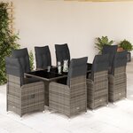 vidaXL Ensemble de bistro de jardin 9 Pièces coussins gris poly rotin