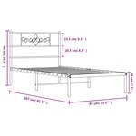 vidaXL Cadre de lit métal avec tête de lit noir 80x200 cm