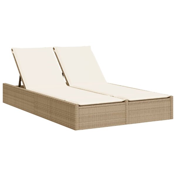 vidaXL Chaise longue double avec coussins beige résine tressée