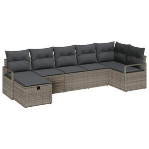 vidaXL Ensemble de Canapés avec coussin 7 Pièces Gris polyrotin