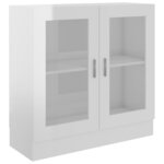 vidaXL Armoire à vitrine Blanc brillant 82 5x30 5x80cm Bois ingénierie
