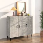 vidaXL Buffet gris béton 90x34x80 cm bois d'ingénierie