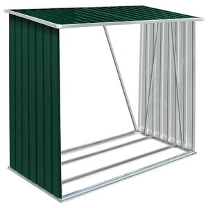 vidaXL Abri de stockage de bois Acier galvanisé 163x83x154 cm Vert