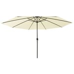 vidaXL Parasol d'extérieur avec LED et mât en métal 400 cm Sable