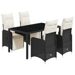 vidaXL Ensemble de bistro de jardin 5 Pièces coussins noir poly rotin